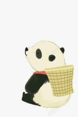 背篓手绘可爱大熊猫高清图片
