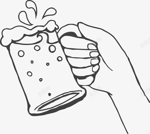 手拿啤酒图标png_新图网 https://ixintu.com 一杯 创意 卡通 啤酒 手 手绘 杯子 简笔 黑色