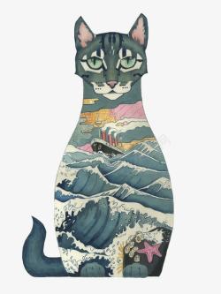 日本浮世绘猫素材