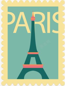 巴黎邮票卡通旅游城市邮票巴黎埃菲尔铁塔矢量图高清图片