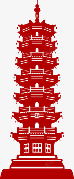 红色塔锅红色高层塔楼高清图片