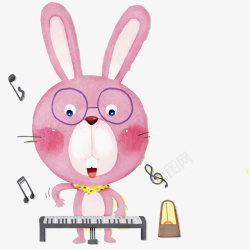 粉色音乐一只弹钢琴的小兔子高清图片