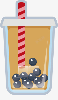 卡通水彩饮品奶茶咖啡色卡通美味奶茶高清图片