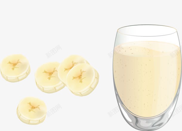 香蕉牛奶png免抠素材_新图网 https://ixintu.com 产品合格证 奶牛 水果 玻璃杯 透明