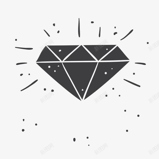 手绘黑色钻石星星png免抠素材_新图网 https://ixintu.com 卡通手绘 发光 奢华 爱情 珍贵 立面 钻石星星 黑色钻石
