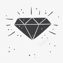 钻石发光手绘黑色钻石星星高清图片