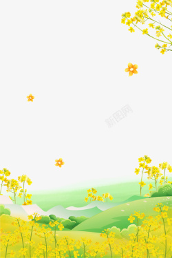 黄色春季特卖金黄色清新唯美油菜花背景高清图片