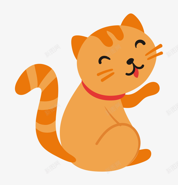 可爱的黄色小猫咪png免抠素材_新图网 https://ixintu.com 动物 卡通 可爱的 小猫咪 尾巴 微笑的 胡须
