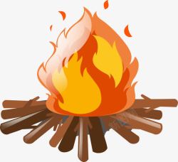 木材烧火野营火堆高清图片