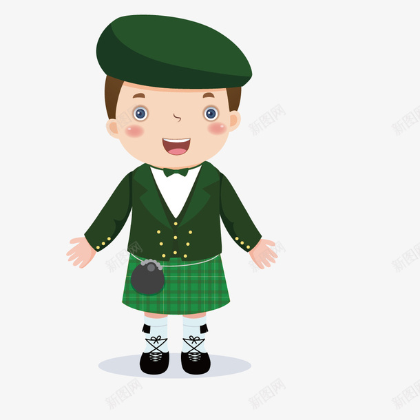 绿色衣服男孩png免抠素材_新图网 https://ixintu.com 可爱儿童 小孩子 男孩 绿色衣服 苏格兰风格 装饰