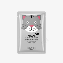 灰色包装猫咪水嫩光彩面膜高清图片