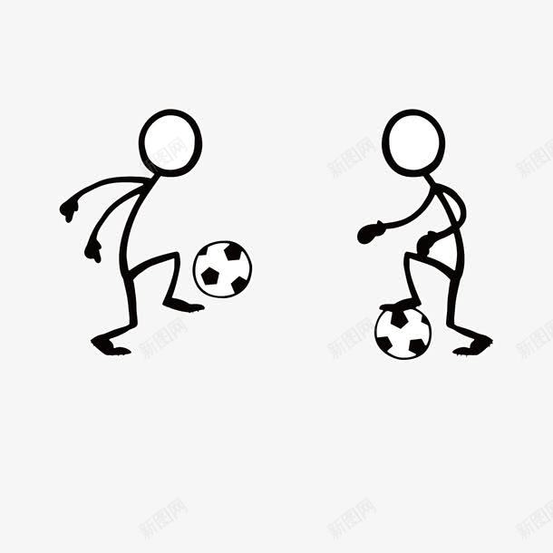 两个踢足球png免抠素材_新图网 https://ixintu.com 两个人 扁平火柴人 站立的火柴人 足球 踢球 运动