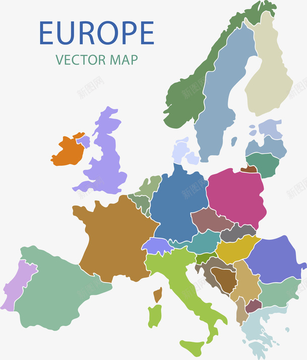 彩色色块欧洲地图矢量图png图片免费下载 素材7ijwpkpga 新图网