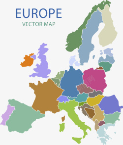 彩色色块欧洲地图矢量图素材