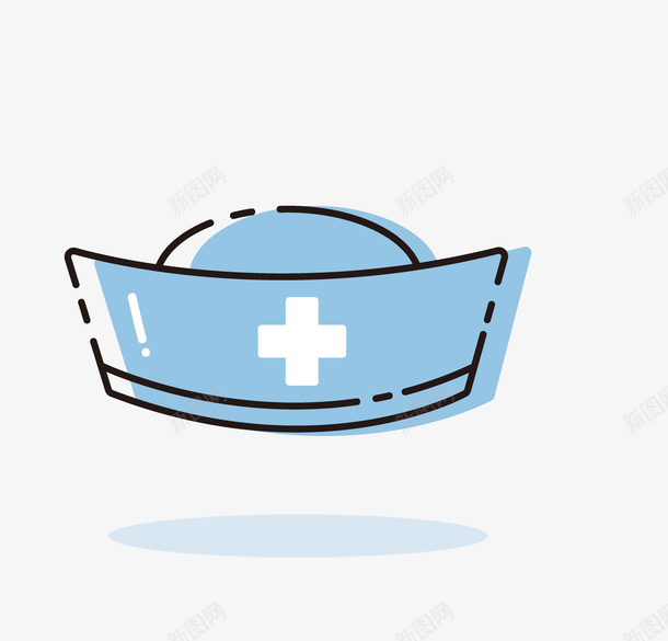 蓝色手绘的护士帽子png免抠素材_新图网 https://ixintu.com 加号 医疗 卡通手绘 手绘帽子 护士帽 护士节插画 蓝色帽子 装饰图