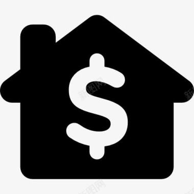 房子与美元符号图标图标