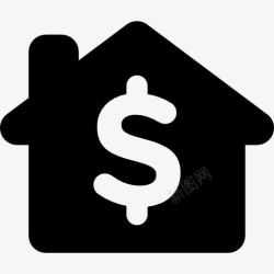 抵押贷款房子与美元符号图标高清图片