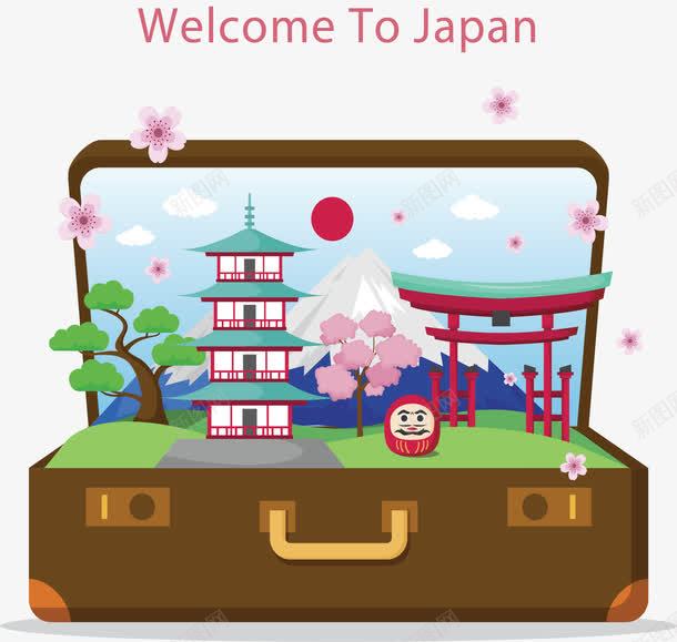 日本欢迎你旅游海报png免抠素材_新图网 https://ixintu.com 手提箱 旅游 旅游海报 日本 日本旅游 日本欢迎你 矢量png