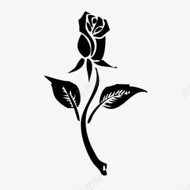 一只黑色玫瑰图标图标