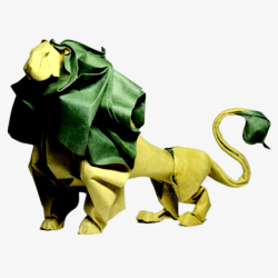 科普教材折纸可爱的狮子实物图高清图片