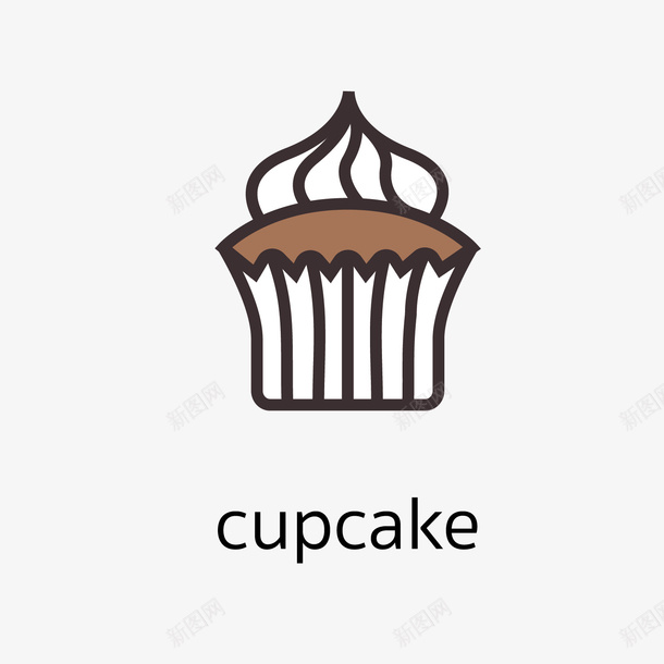 可爱的杯子蛋糕图标矢量图ai_新图网 https://ixintu.com 卡通图标 可爱 咖啡店相关 奶油 形象 杯子蛋糕 棕色 简单 矢量图