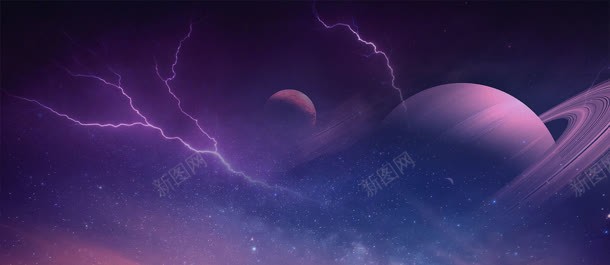 壮丽宇宙背景jpg设计背景_新图网 https://ixintu.com 壮丽 星球 紫色 银河系 雷电