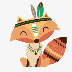 森女系动物卡通手绘可爱的狐狸高清图片