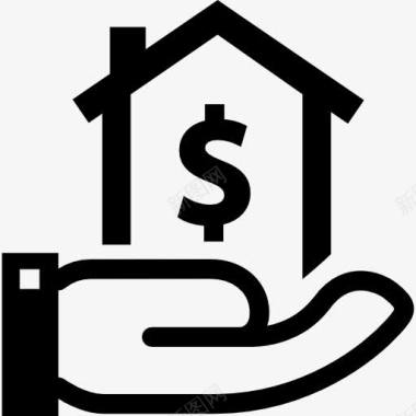 房子与美元符号在手图标图标