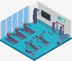 健身房模型立体健身房内饰模型矢量图高清图片