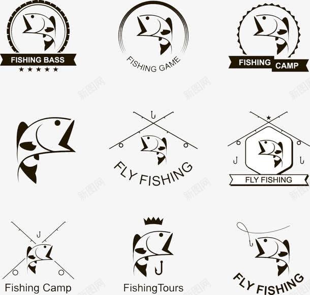 钓鱼俱乐部logo片图标png_新图网 https://ixintu.com 俱乐部logo设计 卡通 钓鱼
