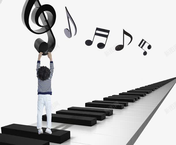 音乐符号png免抠素材_新图网 https://ixintu.com 孩子 弹琴 抚琴 琴键 钢琴