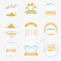 椰子树标签9款夏日假期标签矢量图高清图片