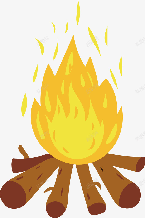 燃烧的火堆png免抠素材_新图网 https://ixintu.com 木头 木材烧火 柴火 柴火手绘 火堆 火堆元素 火苗 燃烧 着火 黄色