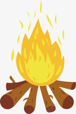 木头手绘燃烧的火堆高清图片