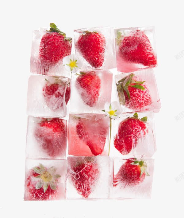 草莓冰块png免抠素材_新图网 https://ixintu.com 冰块 结冰 草莓