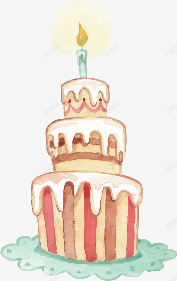 粉红色手绘蛋糕矢量图ai免抠素材_新图网 https://ixintu.com 多层蛋糕 手绘蛋糕 水彩蛋糕 生日蛋糕 矢量png 蛋糕 矢量图