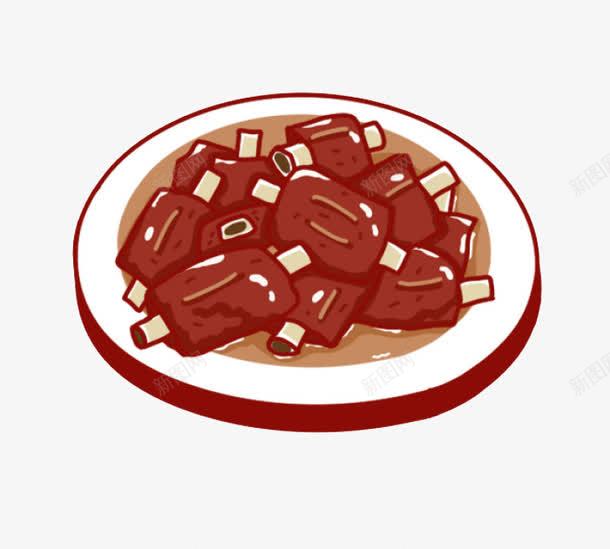 卡通排骨png免抠素材_新图网 https://ixintu.com 卡通 手绘 手绘菜式 盘子 简图 糖醋排骨 肉类 菜 食物