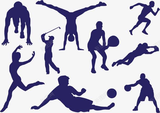 运动健身剪影png免抠素材_新图网 https://ixintu.com png图片素材 免费png素材 排球 篮球 舞蹈 跑步 踢球 运动人