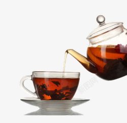 倒茶茶杯玻璃茶壶往玻璃茶杯里倒茶高清图片