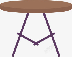 水彩棕色圆桌子矢量图素材