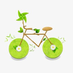 绿色创意自行车插画素材