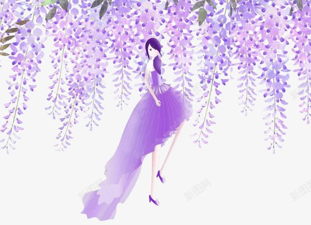 美丽的紫藤花女孩png图片免费下载 素材7jjpawkpu 新图网