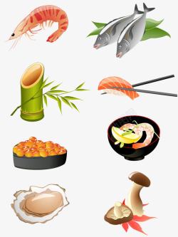 日本海鲜料理矢量图素材