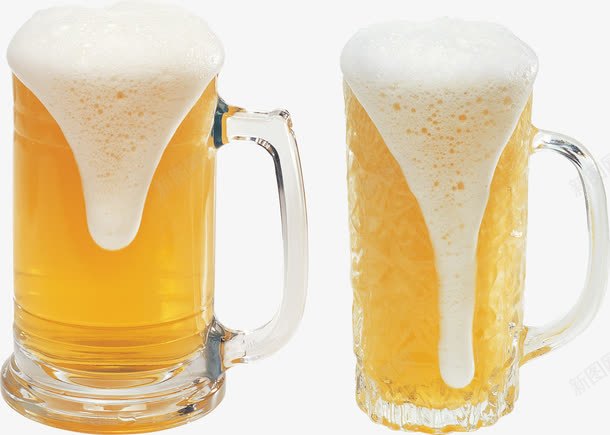 两杯啤酒png免抠素材_新图网 https://ixintu.com 啤酒 啤酒杯 庆祝 泡沫 玻璃杯