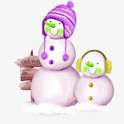 肉丝带底二十四节气之小雪带帽子的雪人装高清图片