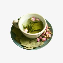 茶饮品产品实物优质玫瑰荷叶茶高清图片