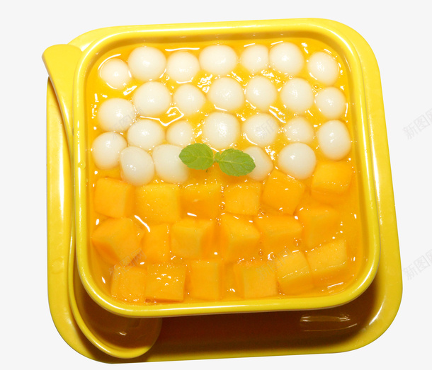 一碗食物png免抠素材_新图网 https://ixintu.com 勺子 矢量装饰 芒果西米露 装饰 食物