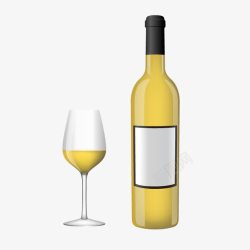 酒杯白葡萄酒白葡萄酒酒瓶与酒杯高清图片