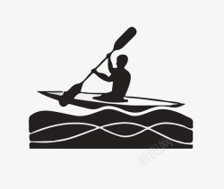 渔翁划船图案划船运动矢量图图标高清图片