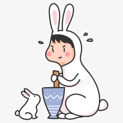 月兔中秋节中秋节玉兔月兔捣药高清图片